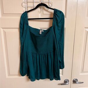 Anthropologie Dolan Satin Peasant Balloon Sleeve Blouse PLUS Boho